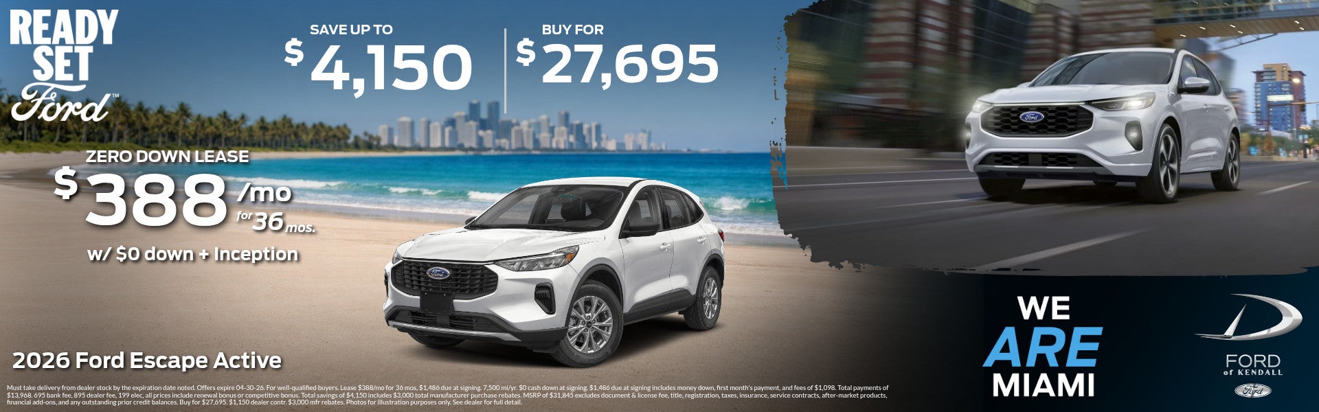 Ford of Kendall 2026 Ford Escape Active: 3 Offers